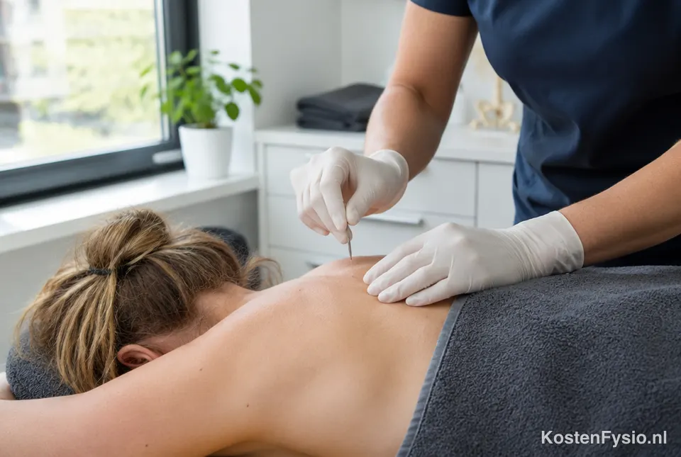 Fysiotherapeut doet dry needling in de schouder